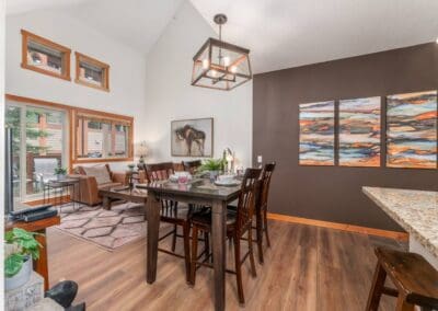 Cozy modern living room with decorative light fixture