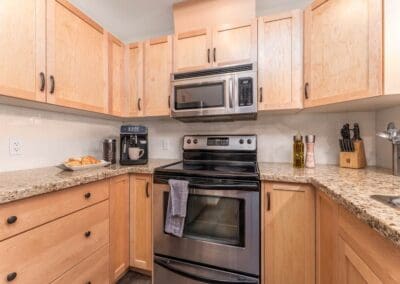 Kitchen Stove and Microwave cabinets