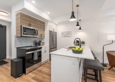 small kitchen and bar area